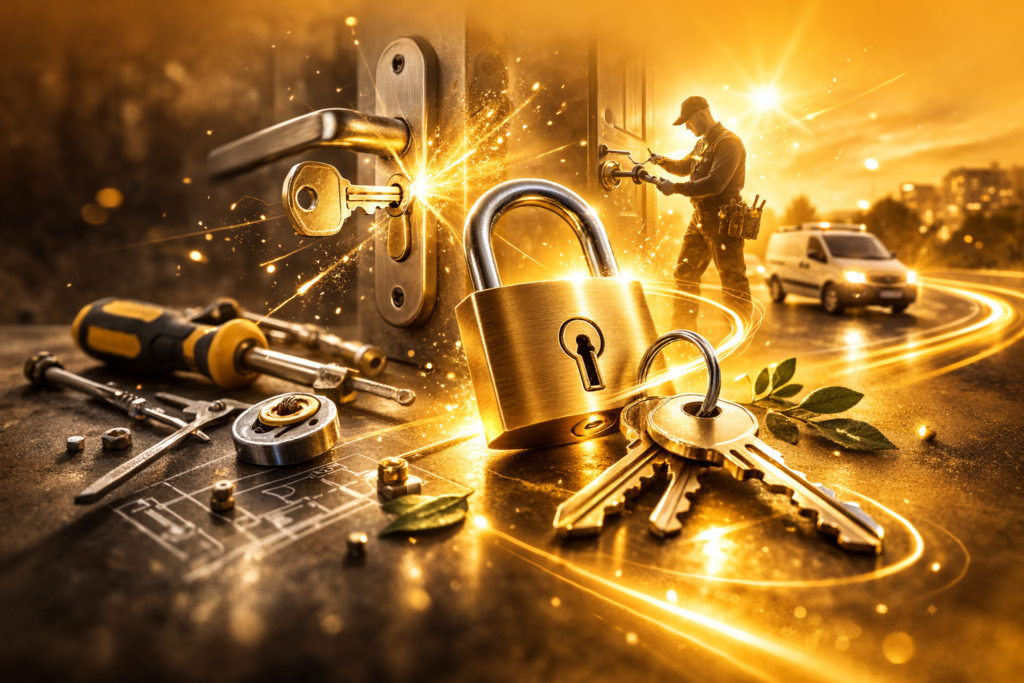 Serrurier ouvrant une porte avec son outil 🔐