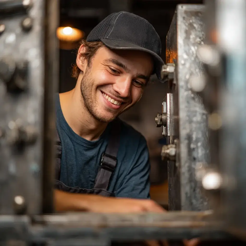 Serrurier souriant ouvrant un coffre-fort à Cap-d’Ail