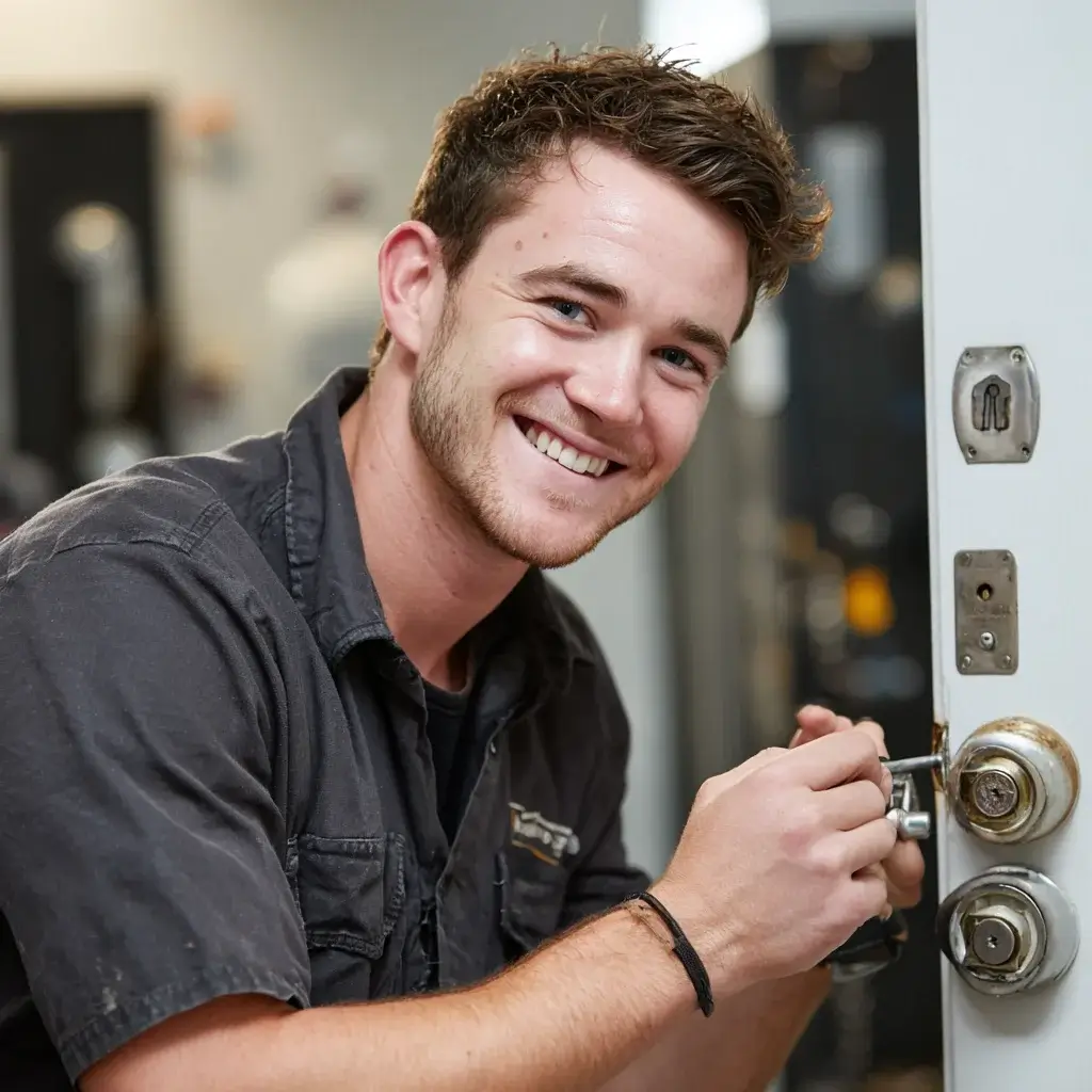 Un serrurier à Juan-les-Pins répare une serrure de porte avec ses outils