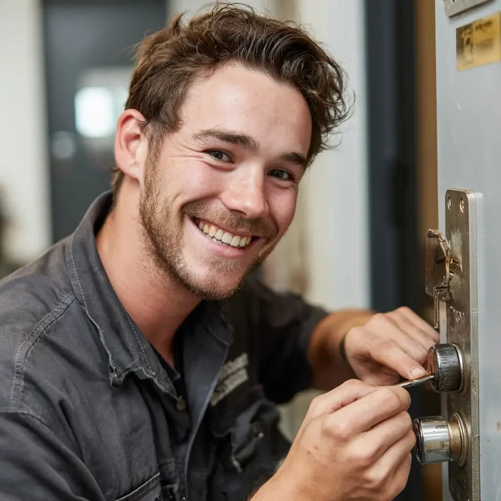 Un serrurier à Saint-Laurent-du-Var travaillant sur une porte avec ses outils de serrurerie