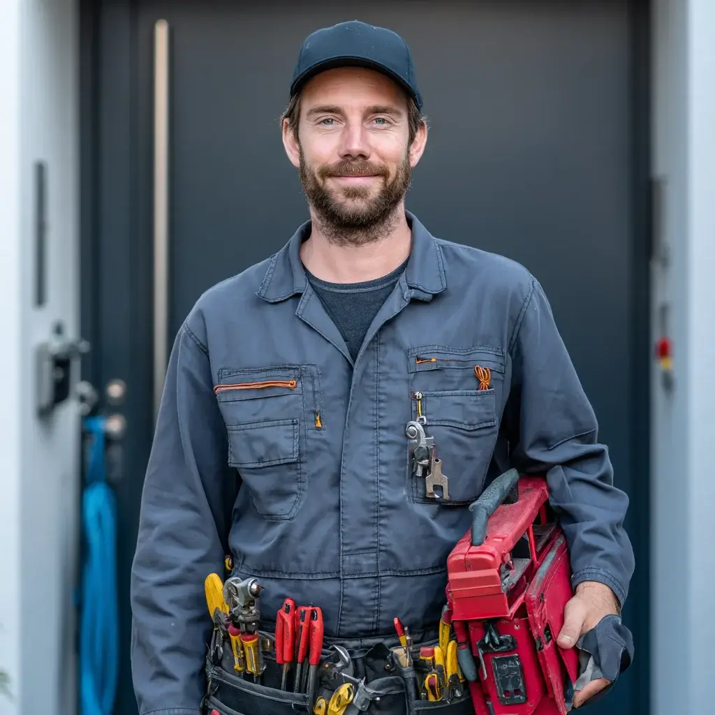 Serrurier équipé de ses outils à Villefranche-sur-Mer